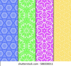 set of modern floral pattern of geometric ornament. Seamless vector illustration. for interior design, printing, wallpaper, decor, fabric, invitation.