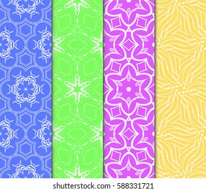 set of modern floral pattern of geometric ornament. Seamless vector illustration. for interior design, printing, wallpaper, decor, fabric, invitation.