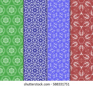 set of modern floral pattern of geometric ornament. Seamless vector illustration. for interior design, printing, wallpaper, decor, fabric, invitation.