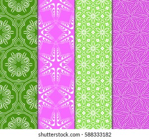 set of modern floral pattern of geometric ornament. Seamless vector illustration. for interior design, printing, wallpaper, decor, fabric, invitation.