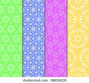set of modern floral pattern of geometric ornament. Seamless vector illustration. for interior design, printing, wallpaper, decor, fabric, invitation.