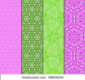 set of modern floral pattern of geometric ornament. Seamless vector illustration. for interior design, printing, wallpaper, decor, fabric, invitation.