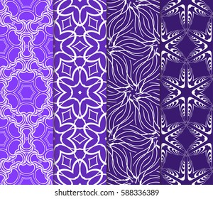 set of modern floral pattern of geometric ornament. Seamless vector illustration. for interior design, printing, wallpaper, decor, fabric, invitation.