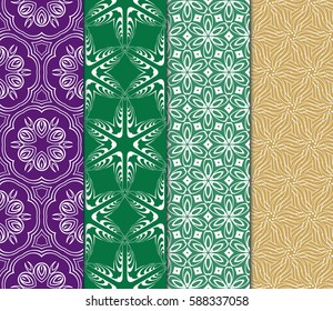 set of modern floral pattern of geometric ornament. Seamless vector illustration. for interior design, printing, wallpaper, decor, fabric, invitation.