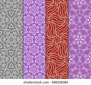 set of modern floral pattern of geometric ornament. Seamless vector illustration. for interior design, printing, wallpaper, decor, fabric, invitation.