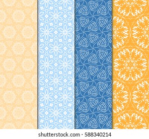 set of modern floral pattern of geometric ornament. Seamless vector illustration. for interior design, printing, wallpaper, decor, fabric, invitation.