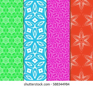 set of modern floral pattern of geometric ornament. Seamless vector illustration. for interior design, printing, wallpaper, decor, fabric, invitation.