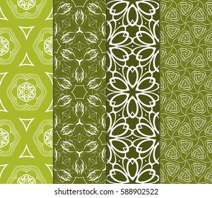 set of modern floral pattern of geometric ornament. Seamless vector illustration. for interior design, printing, wallpaper, decor, fabric, invitation.