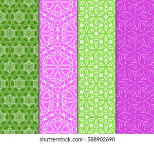 set of modern floral pattern of geometric ornament. Seamless vector illustration. for interior design, printing, wallpaper, decor, fabric, invitation.