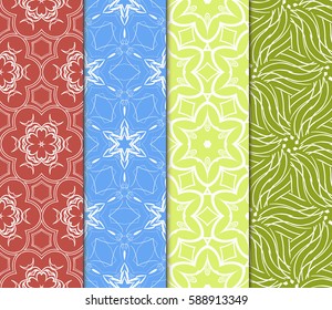 set of modern floral pattern of geometric ornament. Seamless vector illustration. for interior design, printing, wallpaper, decor, fabric, invitation.