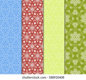 set of modern floral pattern of geometric ornament. Seamless vector illustration. for interior design, printing, wallpaper, decor, fabric, invitation.