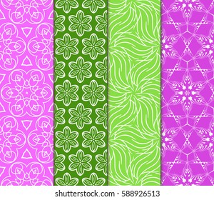 set of modern floral pattern of geometric ornament. Seamless vector illustration. for interior design, printing, wallpaper, decor, fabric, invitation.