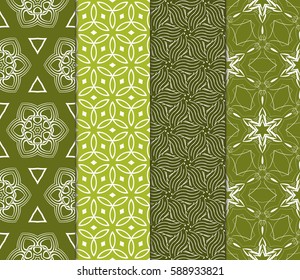 set of modern floral pattern of geometric ornament. Seamless vector illustration. for interior design, printing, wallpaper, decor, fabric, invitation.