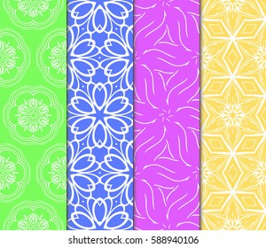 set of modern floral pattern of geometric ornament. Seamless vector illustration. for interior design, printing, wallpaper, decor, fabric, invitation.