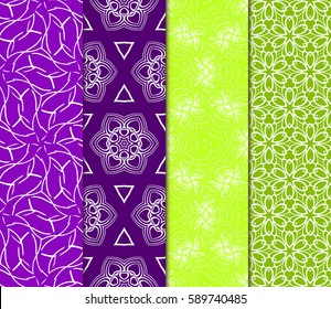set of modern floral pattern of geometric ornament. Seamless vector illustration. for interior design, printing, wallpaper, decor, fabric, invitation.