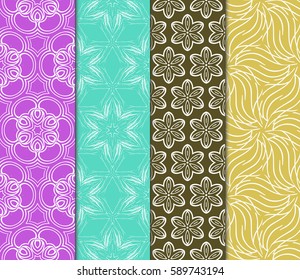 set of modern floral pattern of geometric ornament. Seamless vector illustration. for interior design, printing, wallpaper, decor, fabric, invitation.