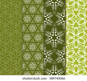 set of modern floral pattern of geometric ornament. Seamless vector illustration. for interior design, printing, wallpaper, decor, fabric, invitation.