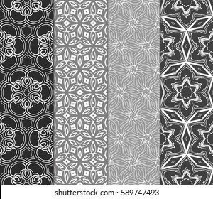 set of modern floral pattern of geometric ornament. Seamless vector illustration. for interior design, printing, wallpaper, decor, fabric, invitation.