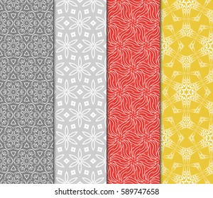 set of modern floral pattern of geometric ornament. Seamless vector illustration. for interior design, printing, wallpaper, decor, fabric, invitation.