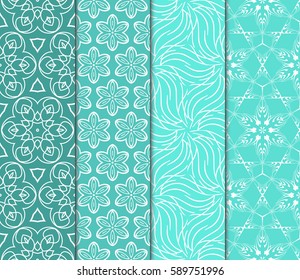 set of modern floral pattern of geometric ornament. Seamless vector illustration. for interior design, printing, wallpaper, decor, fabric, invitation.