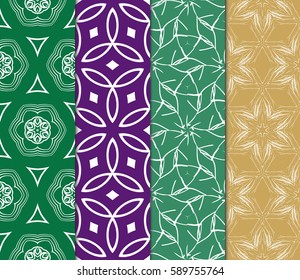 set of modern floral pattern of geometric ornament. Seamless vector illustration. for interior design, printing, wallpaper, decor, fabric, invitation.