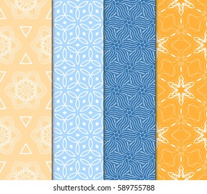 set of modern floral pattern of geometric ornament. Seamless vector illustration. for interior design, printing, wallpaper, decor, fabric, invitation.