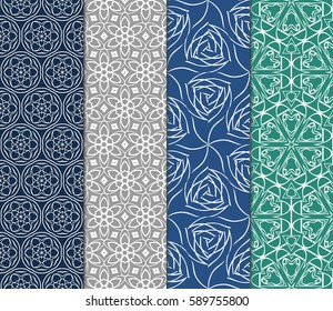 set of modern floral pattern of geometric ornament. Seamless vector illustration. for interior design, printing, wallpaper, decor, fabric, invitation.