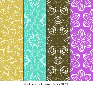set of modern floral pattern of geometric ornament. Seamless vector illustration. for interior design, printing, wallpaper, decor, fabric, invitation.