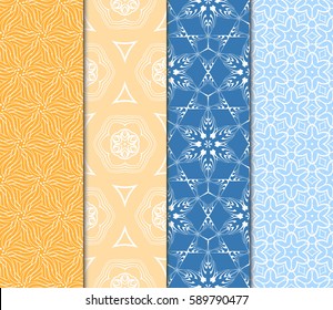 set of modern floral pattern of geometric ornament. Seamless vector illustration. for interior design, printing, wallpaper, decor, fabric, invitation.