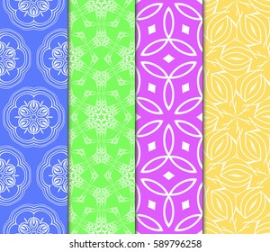 set of modern floral pattern of geometric ornament. Seamless vector illustration. for interior design, printing, wallpaper, decor, fabric, invitation.