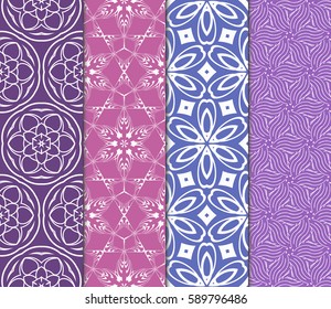 set of modern floral pattern of geometric ornament. Seamless vector illustration. for interior design, printing, wallpaper, decor, fabric, invitation.