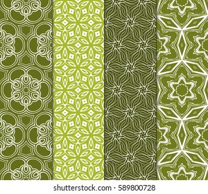 set of modern floral pattern of geometric ornament. Seamless vector illustration. for interior design, printing, wallpaper, decor, fabric, invitation.