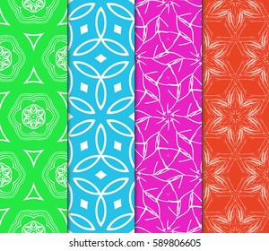 set of modern floral pattern of geometric ornament. Seamless vector illustration. for interior design, printing, wallpaper, decor, fabric, invitation.