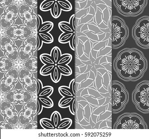 set of modern floral pattern of geometric ornament. Seamless vector illustration. for interior design, printing, wallpaper, decor, fabric, invitation.