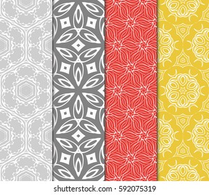 set of modern floral pattern of geometric ornament. Seamless vector illustration. for interior design, printing, wallpaper, decor, fabric, invitation.