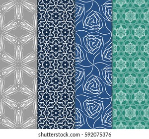 set of modern floral pattern of geometric ornament. Seamless vector illustration. for interior design, printing, wallpaper, decor, fabric, invitation.