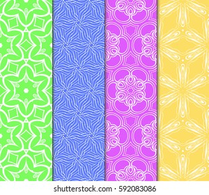 set of modern floral pattern of geometric ornament. Seamless vector illustration. for interior design, printing, wallpaper, decor, fabric, invitation.