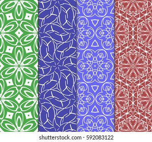 set of modern floral pattern of geometric ornament. Seamless vector illustration. for interior design, printing, wallpaper, decor, fabric, invitation.