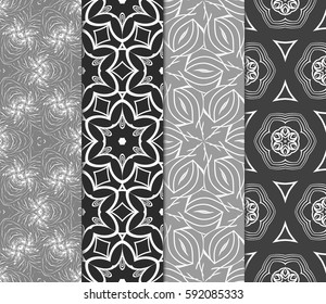 set of modern floral pattern of geometric ornament. Seamless vector illustration. for interior design, printing, wallpaper, decor, fabric, invitation.