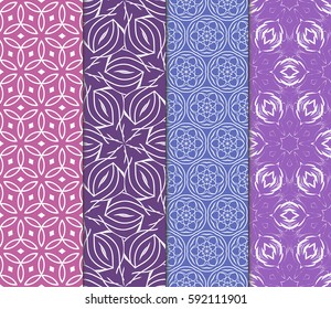 set of modern floral pattern of geometric ornament. Seamless vector illustration. for interior design, printing, wallpaper, decor, fabric, invitation.