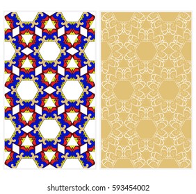 set of modern floral pattern of geometric ornament. Seamless vector illustration. for interior design, printing, wallpaper, decor, fabric, invitation.