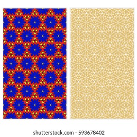 set of modern floral pattern of geometric ornament. Seamless vector illustration. for interior design, printing, wallpaper, decor, fabric, invitation.