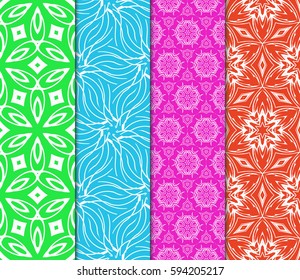 set of modern floral pattern of geometric ornament. Seamless vector illustration. for interior design, printing, wallpaper, decor, fabric, invitation.
