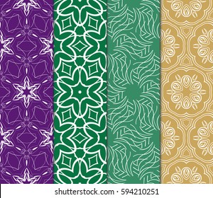 set of modern floral pattern of geometric ornament. Seamless vector illustration. for interior design, printing, wallpaper, decor, fabric, invitation.