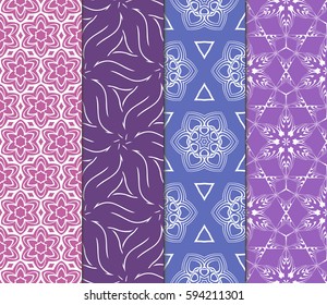 set of modern floral pattern of geometric ornament. Seamless vector illustration. for interior design, printing, wallpaper, decor, fabric, invitation.