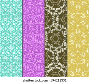set of modern floral pattern of geometric ornament. Seamless vector illustration. for interior design, printing, wallpaper, decor, fabric, invitation.