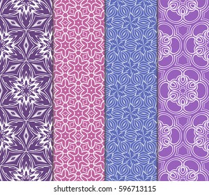 set of modern floral pattern of geometric ornament. Seamless vector illustration. for interior design, printing, wallpaper, decor, fabric, invitation.