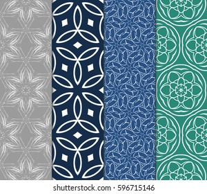 set of modern floral pattern of geometric ornament. Seamless vector illustration. for interior design, printing, wallpaper, decor, fabric, invitation.