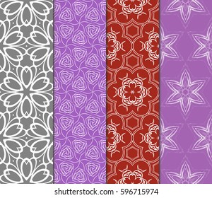 set of modern floral pattern of geometric ornament. Seamless vector illustration. for interior design, printing, wallpaper, decor, fabric, invitation.