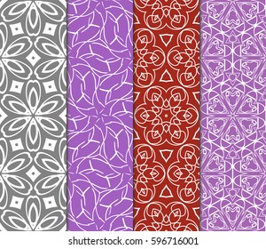 set of modern floral pattern of geometric ornament. Seamless vector illustration. for interior design, printing, wallpaper, decor, fabric, invitation.